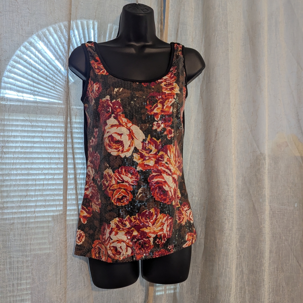 BONGO Black and Pink Fitted Sleeveless Camisole